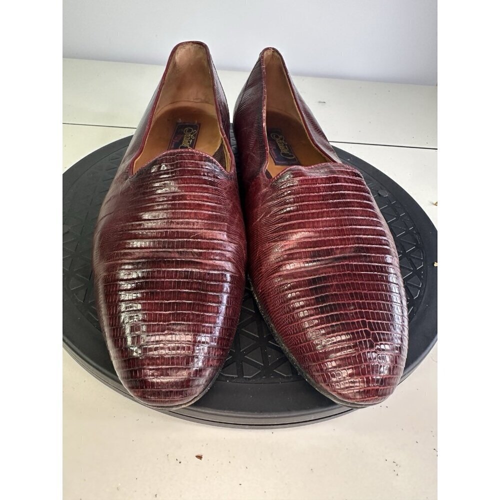 Fratelli Rossetti Men's Burgundy Lizard Skin Tassel Loafer Size 9 Slip On